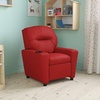image:imageFlash Furniture Chandler LeatherSoft Kids Recliner with Cup Holder and Safety Recline Contemporary Reclining Chair for Kids Supports up to 90 lbs BlackRed Vinyl
