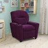 image:imageFlash Furniture Chandler LeatherSoft Kids Recliner with Cup Holder and Safety Recline Contemporary Reclining Chair for Kids Supports up to 90 lbs BlackPurple Microfiber