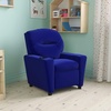 image:imageFlash Furniture Chandler LeatherSoft Kids Recliner with Cup Holder and Safety Recline Contemporary Reclining Chair for Kids Supports up to 90 lbs BlackBlue Microfiber