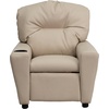 image:imageFlash Furniture Chandler LeatherSoft Kids Recliner with Cup Holder and Safety Recline Contemporary Reclining Chair for Kids Supports up to 90 lbs BlackBeige Vinyl