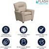 image:imageFlash Furniture Chandler LeatherSoft Kids Recliner with Cup Holder and Safety Recline Contemporary Reclining Chair for Kids Supports up to 90 lbs BlackBeige Vinyl