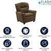image:imageFlash Furniture Chandler LeatherSoft Kids Recliner with Cup Holder and Safety Recline Contemporary Reclining Chair for Kids Supports up to 90 lbs BlackBrown Microfiber