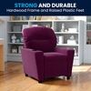 image:imageFlash Furniture Chandler LeatherSoft Kids Recliner with Cup Holder and Safety Recline Contemporary Reclining Chair for Kids Supports up to 90 lbs BlackPurple Microfiber