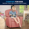 image:imageFlash Furniture Chandler LeatherSoft Kids Recliner with Cup Holder and Safety Recline Contemporary Reclining Chair for Kids Supports up to 90 lbs BlackPink Vinyl