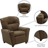 image:imageFlash Furniture Chandler LeatherSoft Kids Recliner with Cup Holder and Safety Recline Contemporary Reclining Chair for Kids Supports up to 90 lbs BlackBrown Microfiber