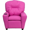 image:imageFlash Furniture Chandler LeatherSoft Kids Recliner with Cup Holder and Safety Recline Contemporary Reclining Chair for Kids Supports up to 90 lbs BlackHot Pink Vinyl