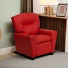 image:imageFlash Furniture Chandler LeatherSoft Kids Recliner with Cup Holder and Safety Recline Contemporary Reclining Chair for Kids Supports up to 90 lbs BlackRed Vinyl