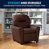 image:imageFlash Furniture Chandler LeatherSoft Kids Recliner with Cup Holder and Safety Recline Contemporary Reclining Chair for Kids Supports up to 90 lbs BlackBrown Leathersoft