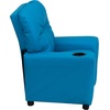 image:imageFlash Furniture Chandler LeatherSoft Kids Recliner with Cup Holder and Safety Recline Contemporary Reclining Chair for Kids Supports up to 90 lbs BlackTurquoise Vinyl