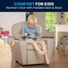 image:imageFlash Furniture Chandler LeatherSoft Kids Recliner with Cup Holder and Safety Recline Contemporary Reclining Chair for Kids Supports up to 90 lbs BlackBeige Vinyl
