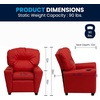 image:imageFlash Furniture Chandler LeatherSoft Kids Recliner with Cup Holder and Safety Recline Contemporary Reclining Chair for Kids Supports up to 90 lbs BlackRed Vinyl