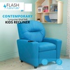 image:imageFlash Furniture Chandler LeatherSoft Kids Recliner with Cup Holder and Safety Recline Contemporary Reclining Chair for Kids Supports up to 90 lbs BlackTurquoise Vinyl