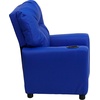 image:imageFlash Furniture Chandler LeatherSoft Kids Recliner with Cup Holder and Safety Recline Contemporary Reclining Chair for Kids Supports up to 90 lbs BlackBlue Vinyl