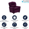 image:imageFlash Furniture Chandler LeatherSoft Kids Recliner with Cup Holder and Safety Recline Contemporary Reclining Chair for Kids Supports up to 90 lbs BlackPurple Microfiber