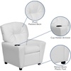 image:imageFlash Furniture Chandler LeatherSoft Kids Recliner with Cup Holder and Safety Recline Contemporary Reclining Chair for Kids Supports up to 90 lbs BlackWhite Vinyl