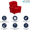 image:imageFlash Furniture Chandler LeatherSoft Kids Recliner with Cup Holder and Safety Recline Contemporary Reclining Chair for Kids Supports up to 90 lbs BlackRed Microfiber