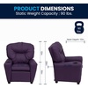 image:imageFlash Furniture Chandler LeatherSoft Kids Recliner with Cup Holder and Safety Recline Contemporary Reclining Chair for Kids Supports up to 90 lbs BlackPurple Vinyl