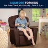 image:imageFlash Furniture Chandler LeatherSoft Kids Recliner with Cup Holder and Safety Recline Contemporary Reclining Chair for Kids Supports up to 90 lbs BlackBrown Leathersoft