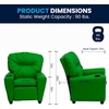 image:imageFlash Furniture Chandler LeatherSoft Kids Recliner with Cup Holder and Safety Recline Contemporary Reclining Chair for Kids Supports up to 90 lbs BlackGreen Vinyl