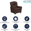 image:imageFlash Furniture Chandler LeatherSoft Kids Recliner with Cup Holder and Safety Recline Contemporary Reclining Chair for Kids Supports up to 90 lbs BlackBrown Leathersoft