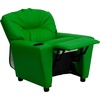 image:imageFlash Furniture Chandler LeatherSoft Kids Recliner with Cup Holder and Safety Recline Contemporary Reclining Chair for Kids Supports up to 90 lbs BlackGreen Vinyl