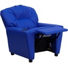 image:imageFlash Furniture Chandler LeatherSoft Kids Recliner with Cup Holder and Safety Recline Contemporary Reclining Chair for Kids Supports up to 90 lbs BlackBlue Vinyl