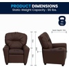 image:imageFlash Furniture Chandler LeatherSoft Kids Recliner with Cup Holder and Safety Recline Contemporary Reclining Chair for Kids Supports up to 90 lbs BlackBrown Leathersoft