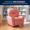 image:imageFlash Furniture Chandler LeatherSoft Kids Recliner with Cup Holder and Safety Recline Contemporary Reclining Chair for Kids Supports up to 90 lbs BlackPink Vinyl