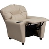 image:imageFlash Furniture Chandler LeatherSoft Kids Recliner with Cup Holder and Safety Recline Contemporary Reclining Chair for Kids Supports up to 90 lbs BlackBeige Vinyl