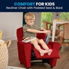 image:imageFlash Furniture Chandler LeatherSoft Kids Recliner with Cup Holder and Safety Recline Contemporary Reclining Chair for Kids Supports up to 90 lbs BlackRed Microfiber