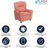 image:imageFlash Furniture Chandler LeatherSoft Kids Recliner with Cup Holder and Safety Recline Contemporary Reclining Chair for Kids Supports up to 90 lbs BlackPink Vinyl