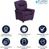 image:imageFlash Furniture Chandler LeatherSoft Kids Recliner with Cup Holder and Safety Recline Contemporary Reclining Chair for Kids Supports up to 90 lbs BlackPurple Vinyl