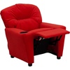 image:imageFlash Furniture Chandler LeatherSoft Kids Recliner with Cup Holder and Safety Recline Contemporary Reclining Chair for Kids Supports up to 90 lbs BlackRed Microfiber