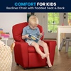 image:imageFlash Furniture Chandler LeatherSoft Kids Recliner with Cup Holder and Safety Recline Contemporary Reclining Chair for Kids Supports up to 90 lbs BlackRed Vinyl