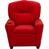 image:imageFlash Furniture Chandler LeatherSoft Kids Recliner with Cup Holder and Safety Recline Contemporary Reclining Chair for Kids Supports up to 90 lbs BlackRed Microfiber