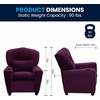 image:imageFlash Furniture Chandler LeatherSoft Kids Recliner with Cup Holder and Safety Recline Contemporary Reclining Chair for Kids Supports up to 90 lbs BlackPurple Microfiber