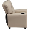 image:imageFlash Furniture Chandler LeatherSoft Kids Recliner with Cup Holder and Safety Recline Contemporary Reclining Chair for Kids Supports up to 90 lbs BlackBeige Vinyl