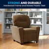 image:imageFlash Furniture Chandler LeatherSoft Kids Recliner with Cup Holder and Safety Recline Contemporary Reclining Chair for Kids Supports up to 90 lbs BlackBrown Microfiber