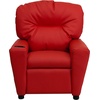 image:imageFlash Furniture Chandler LeatherSoft Kids Recliner with Cup Holder and Safety Recline Contemporary Reclining Chair for Kids Supports up to 90 lbs BlackRed Vinyl