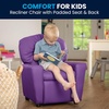 image:imageFlash Furniture Chandler LeatherSoft Kids Recliner with Cup Holder and Safety Recline Contemporary Reclining Chair for Kids Supports up to 90 lbs BlackLavender Vinyl