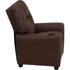 image:imageFlash Furniture Chandler LeatherSoft Kids Recliner with Cup Holder and Safety Recline Contemporary Reclining Chair for Kids Supports up to 90 lbs BlackBrown Leathersoft
