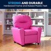 image:imageFlash Furniture Chandler LeatherSoft Kids Recliner with Cup Holder and Safety Recline Contemporary Reclining Chair for Kids Supports up to 90 lbs BlackHot Pink Vinyl