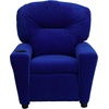 image:imageFlash Furniture Chandler LeatherSoft Kids Recliner with Cup Holder and Safety Recline Contemporary Reclining Chair for Kids Supports up to 90 lbs BlackBlue Microfiber