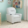 image:imageFlash Furniture Chandler LeatherSoft Kids Recliner with Cup Holder and Safety Recline Contemporary Reclining Chair for Kids Supports up to 90 lbs BlackWhite Vinyl