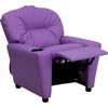 image:imageFlash Furniture Chandler LeatherSoft Kids Recliner with Cup Holder and Safety Recline Contemporary Reclining Chair for Kids Supports up to 90 lbs BlackLavender Vinyl