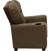 image:imageFlash Furniture Chandler LeatherSoft Kids Recliner with Cup Holder and Safety Recline Contemporary Reclining Chair for Kids Supports up to 90 lbs BlackBrown Microfiber