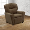 image:imageFlash Furniture Chandler LeatherSoft Kids Recliner with Cup Holder and Safety Recline Contemporary Reclining Chair for Kids Supports up to 90 lbs BlackBrown Microfiber