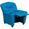 image:imageFlash Furniture Chandler LeatherSoft Kids Recliner with Cup Holder and Safety Recline Contemporary Reclining Chair for Kids Supports up to 90 lbs BlackTurquoise Vinyl