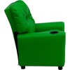 image:imageFlash Furniture Chandler LeatherSoft Kids Recliner with Cup Holder and Safety Recline Contemporary Reclining Chair for Kids Supports up to 90 lbs BlackGreen Vinyl