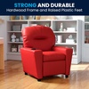 image:imageFlash Furniture Chandler LeatherSoft Kids Recliner with Cup Holder and Safety Recline Contemporary Reclining Chair for Kids Supports up to 90 lbs BlackRed Vinyl